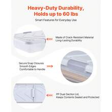 Contenitori sottoscala con ruote, 31,7 X 15,6 X 6,9 pollici, organizer per scarpe sottoscala con coperchio & chiusura grigia, contenitori sottoscala con ruote per vestiti, scarpe, coperte, confezione da 4 - con ruote, 32-36 pollici, confezione da 4 - Visualizzare 5