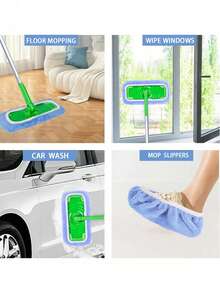 1/2/4 Peças Panos de Mop Reutilizáveis, Capas de Mop Plano Seco & Úmido, Panos Laváveis para Limpeza de Piso de Madeira: Durável, Altamente Absorvente, Adequado para Limpeza Seca & Úmida, Cabeça do Mop Não Incluída, Ferramenta Eficiente para Cuidados com o Piso | Superfície Detalhada | Material Altamente Absorvente, Suprimentos de Limpeza, Essenciais para Camping, Suprimentos Domésticos - Multicolorido - Visão 5