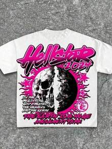 Hellstars 2026 Cotton Printed Tee, Y2K Oversized Unisex Shirt, Plus Sizes, Family Matching, Great For Concerts & Gifts - White - View 1