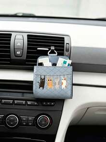 Soft Cute 4-Color Cat Car Storage Box, Car Air Vent Storage Box, Car Leather Multi-Functional Storage Box, Air Vent Phone Holder Storage Box - Adorable Four-color Cats - View 5