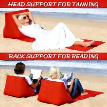 1pc Inflatable Triangle Head Pillow Beach Mat, Inflatable Flocked Triangle Pillow, Sunbathing Mat, Outdoor Mat, Sand-Proof, Suitable For Outdoor Camping, Beach, Hiking, Foldable Portable Mat, Single Person Sleeping Mat, Multiple Colors Available - Multicolor - View 8