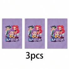 Miniso Huntrix Trio Chibi Towel, "HUNTRIX" Neon Star Print Soft Pure Cotton Towels, Available In 1-Pack, 2-Pack, 3 Packs, 4 Packs, 5 Packs, 6-Pack, Perfect For Bathroom & Home Use - Colocr - View 3