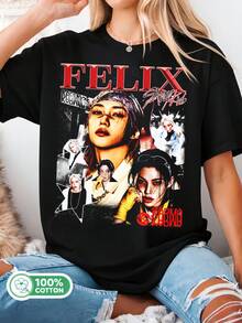 Strays Kids Retro T-Shirt, Strays Kids Karma Album T-Shirt, Strays Kids Ceremony T-Shirt, Strays Kids SKZOO World Tour T-Shirt. - Black - View 1