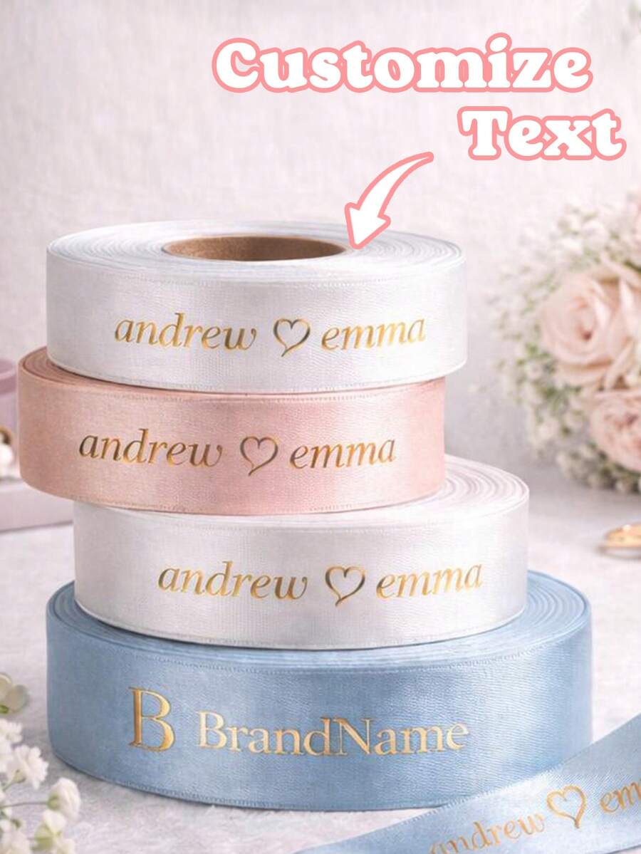 Custom Printed Satin Ribbon, Personalized Printed With Name Or Logo | Wedding Favor Custom Printed Satin Ribbon - Wedding Gift Packaging - Wedding Ribbon - Anniversary Gift Packaging