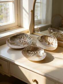 6pcs/Set Pearl Oyster Shell Jewelry Tray, Iridescent Shell Trinket Dish For Rings, Earrings, Necklaces, Home Decor Vanity Organizer - Multicolor - View 2