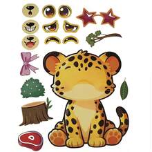 12/24 PCS Animal Theme Creative Sticker Set, Animal Expression Collage Toy, Interactive Educational Craft Material, Farm Animal Face-Changing Stickers, DIY Handmade Sticker Art, Educational Creative Expression Sticker Pack School Supplies - CY-j03 - View 8