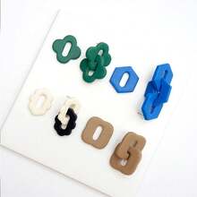 Soft Pottery Earring Cutting Mold 3D Geometric Double Ring DIY Earrings Pendant Jewelry Polymer Clay Cutter Clay Tools - White - View 4