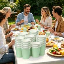 50/40/30/25/20/10/5pcs Paper Cups, Party Cups, Sage Green Paper Cups, Cold Drink Cups And Coffee Cups, Party Drinkware, Suitable For Birthday Parties, Weddings, Mother's Day - Light Green - View 12