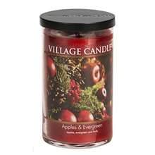 Village Candle Apples and Evergreen Tarro de vidrio grande, vela perfumada, 19 onzas, rojo - Rojo - Ver 1