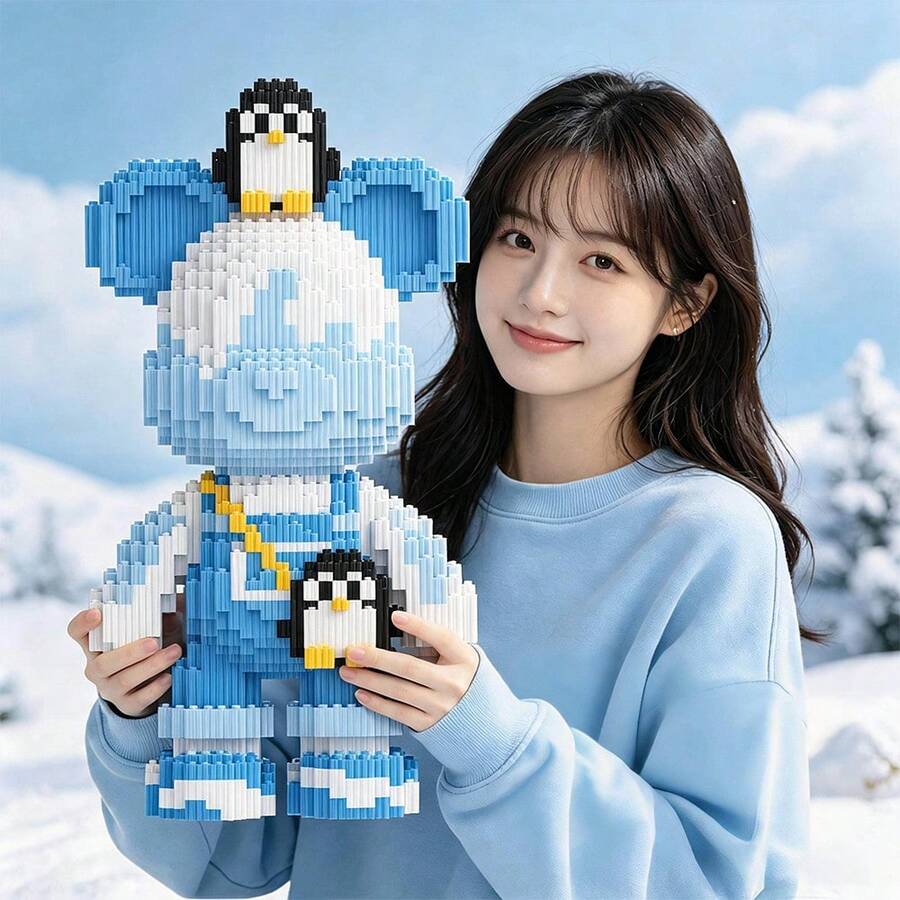 4755片熊積木套裝,33cm DIY組裝玩具,4款可選(鴨子/柯基/企鵝/豬),可愛動物熊模型,舒壓拼圖,家居與房間裝飾,青少年與成人的生日/聖誕禮物 - 彩色 - 查看 1