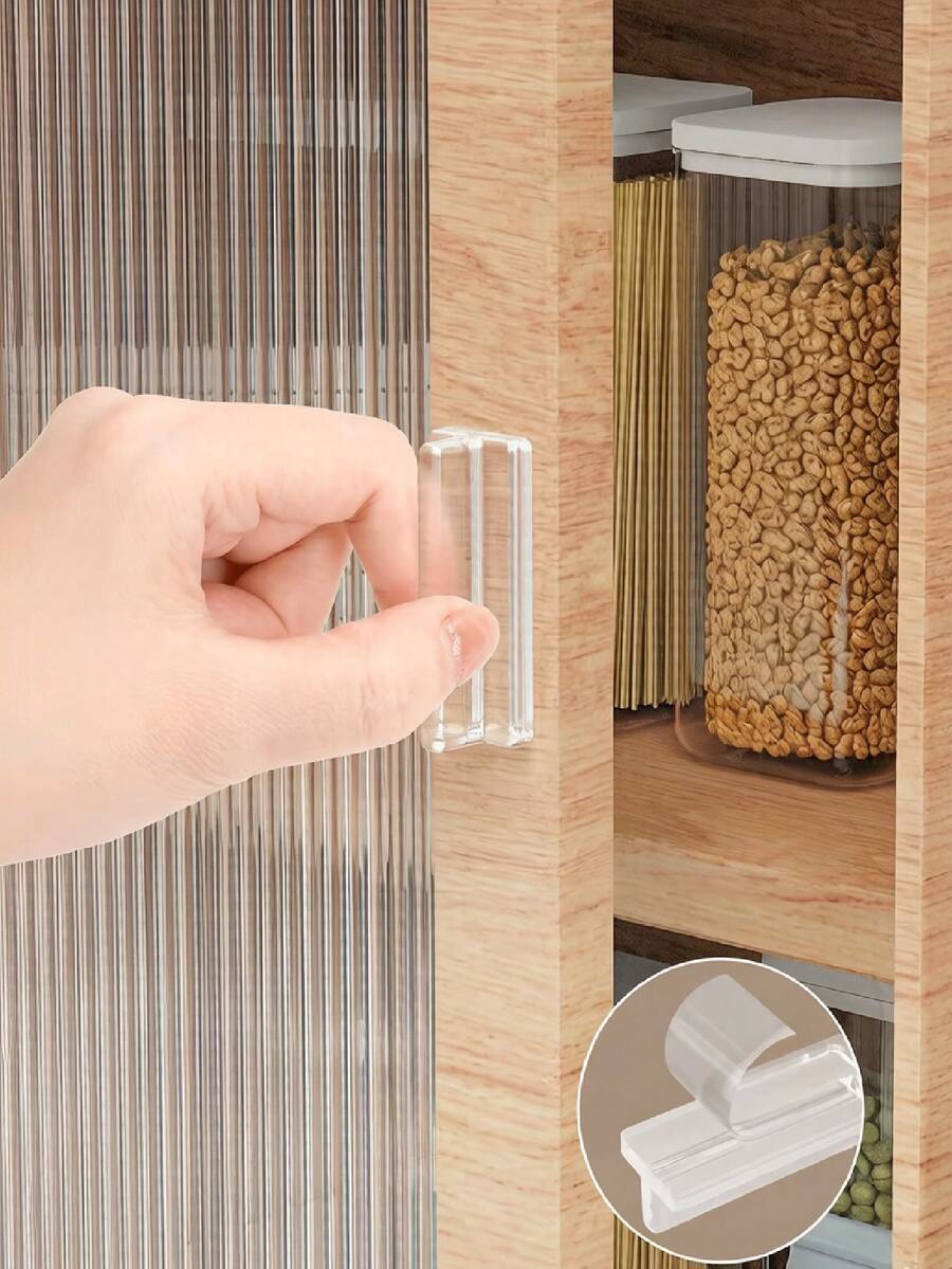 2-6pcs Transparent Self-Adhesive Door Handles, Drawer Cabinet Sliding Door Auxiliary Self-Adhesive Door Handles
