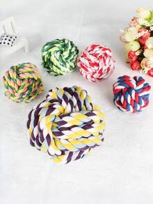 1 pieza Juguete de bola de cuerda trenzada duradera para mascotas, bola de nudo de cuerda de algodón suave para perros & gatos, para morder, aliviar el aburrimiento, juguete de entrenamiento interactivo para cachorros & mascotas adultas - Multicolor - Ver 5