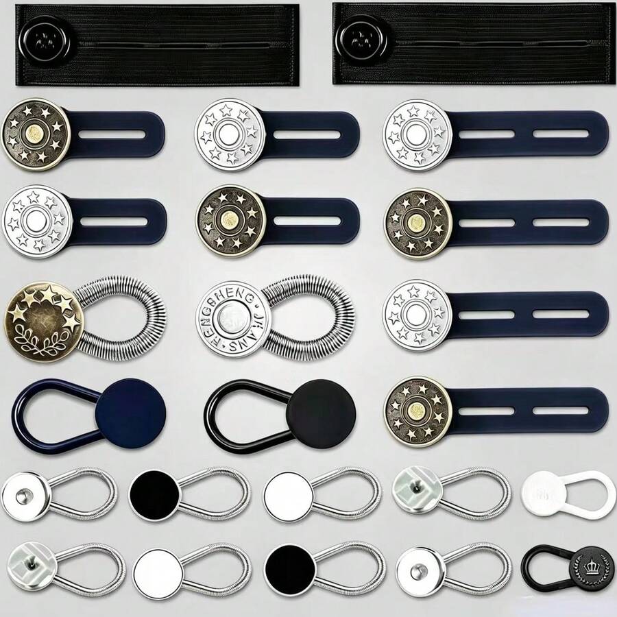 24pcs Waistband Extender Set, Flexible Adjustable Elastic Waist Extender, Invisible Collar Extender, No-Sew Women's & Men's Extender