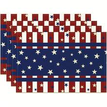 1pc/4pcs/6pcs, July 4Th American Independence Day Star-Spangled Flag Placemats, Suitable For Party Kitchen Restaurant Decoration - White - View 2