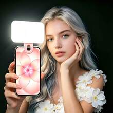 1 pieza Luz de selfie portátil, Luz de relleno con clip, Adecuada para cámara de teléfono, Luz LED con clip, 3 modos de iluminación/Temperatura de color dual, Luz de maquillaje recargable, Linterna multifunción, Adecuada para portátil/teléfono/tableta/videollamada/maquillaje/luz de relleno fotográfico, Adecuada para selfie y transmisión en vivo, Iluminación portátil, Nuevo estilo RGB de color completo - A - Ver 4