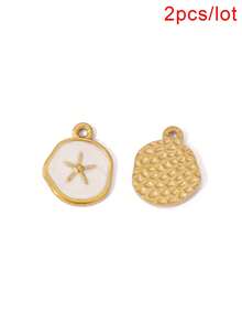 2件裝不鏽鋼琺瑯海洋海星海螺吊墜配件 18K鍍金吊飾 DIY珠寶製作材料配件 - 吊墜 - 查看 12