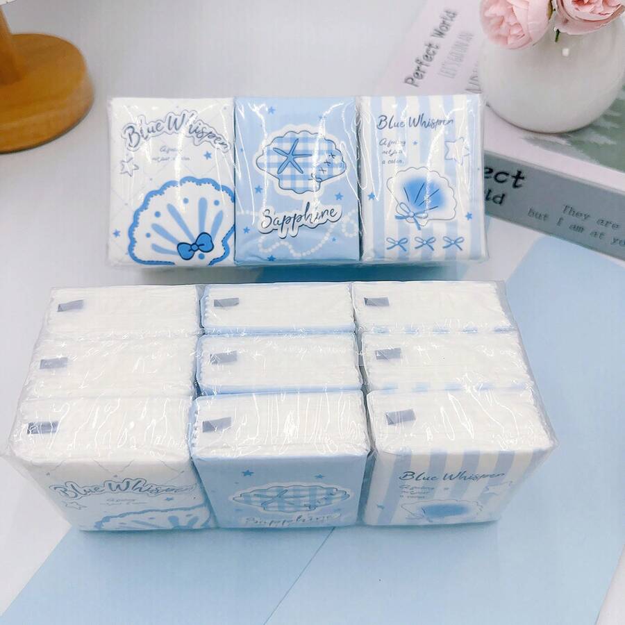 9包/條迷你口袋面紙,白色原生木漿手帕面紙,適合日常清潔使用 - A - 查看 1