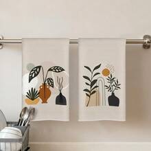 2er Set Küchentücher, Bohemian Minimalistisches Blattmuster Mikrofaser Küchentücher, 40*60cm/15.7*23.6in Tücher, einseitiger Muster, Geschirrtücher für die Küche, geeignet für Restaurant Küche Badezimmer Dekoration, Urlaubsgeschenk - Verschiedenfarbig - Übersicht 6