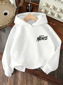 Tween Boy Cartoon Number Print Warm Crew Neck Sweatshirt - White - View 2