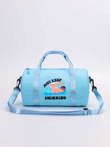 "Just Keep Swimming" Large Capacity Vacation Travel Tote Bag, Unisex Storage Bag Luggage Bag, Dry And Wet Separation Lightweight, Adjustable Crossbody Strap, Durable Fabric, Swimming, Fitness, Dance, Commuting, Outdoor Sports Small Gym Bag, Casual Street Style Minimalist Design, Birthday, Teacher's Day, Thank You Teacher, Back To School Season Gift,Back To School - View 13