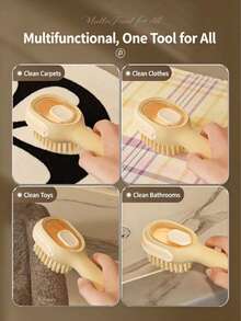 Convenient Shoe Cleaning Brush - Handheld With Refillable Cleaning Solution, Pressure Dispensing+Rubber Edge Brush Head Function, Suitable For Home Cleaning Scenarios Such As Suede Shoes, Leather Shoes, Cloth Shoes, Clothing, Bedding, Etc - A - View 4
