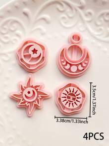 Celestial Sun & Moon Clay Cutter Mold Set, Polymer Clay Earring Making Tools, DIY Jewelry Craft Supplies, PLA Pottery Mold - Sun - View 3