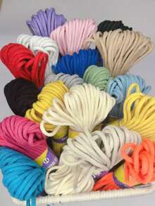 1pc 3mm Pure Cotton Braided Rope For Grooming, Multiple Colors Available, Rich Colors, Can Be Freely Matched. Suitable For Small Bags And Various Reinforcement Materials - 10m - View 1