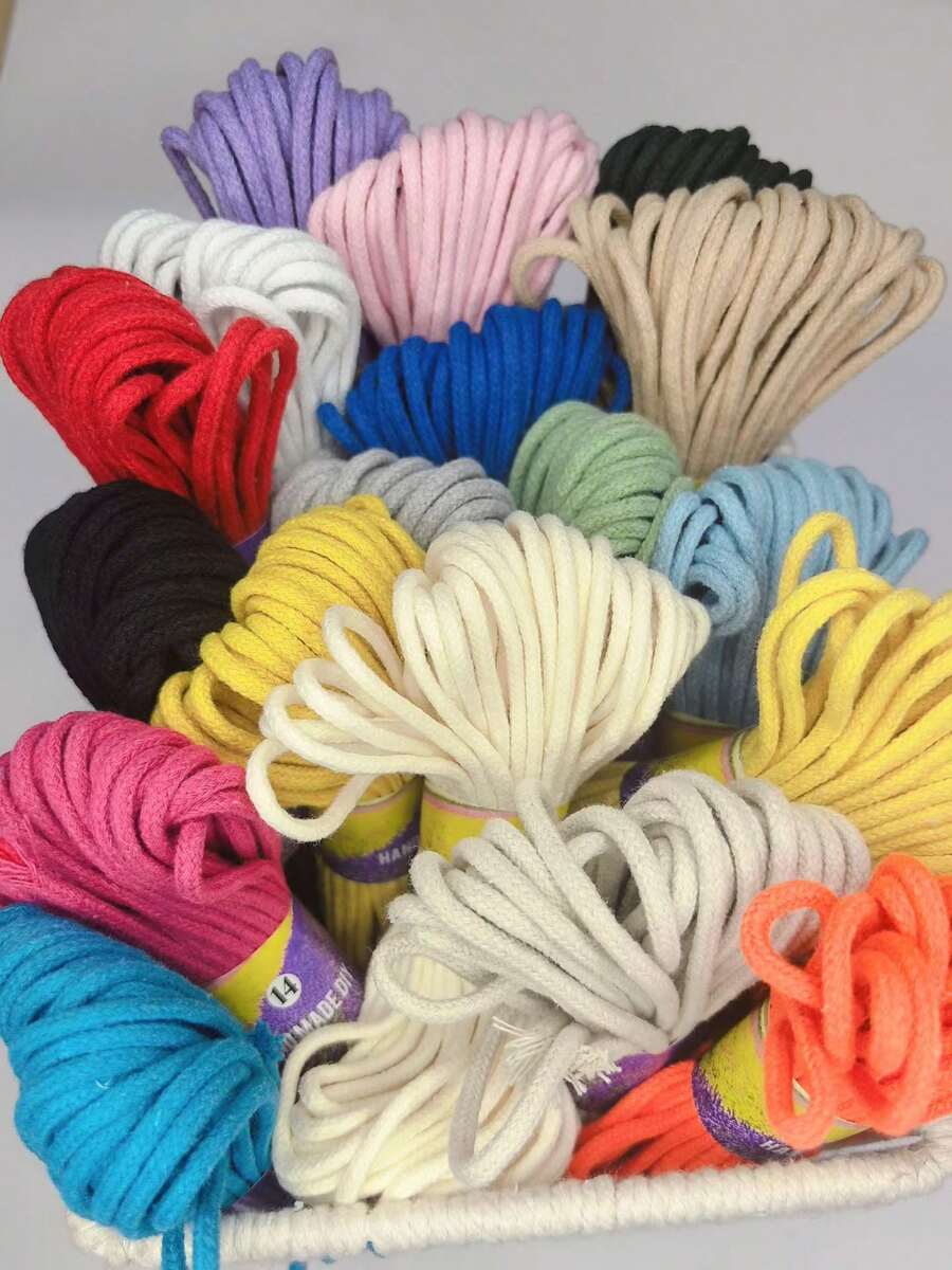 1pc 3mm Pure Cotton Braided Rope For Grooming, Multiple Colors Available, Rich Colors, Can Be Freely Matched. Suitable For Small Bags And Various Reinforcement Materials - 10m - View 1