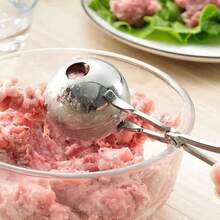 2PC Stainless Steel Meat Ball Maker Tool And Aluminum Burger Press, Non Stick Stuffed Kitchen Gadget Hamburger Mold - Large - View 2