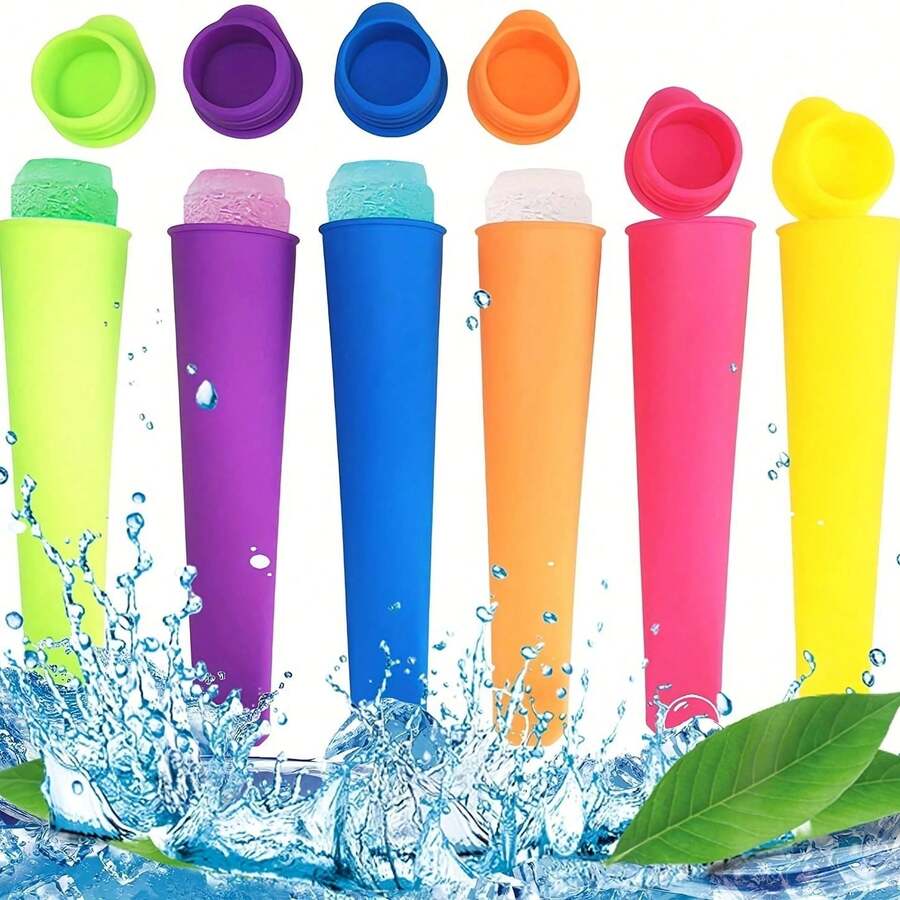1/2/3/6pcs Reusable Silicone Popsicle Molds With Lids, Popsicle Maker For Making Popsicles, Yogurt Bars, Jelly, Kitchen Tool Accessories, Summer Essential - Multicolor - View 1
