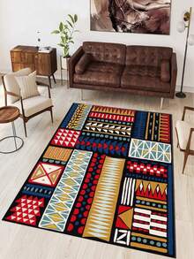 Digitally Printed Non-Slip Washable Runner And Area Rug Living Room Carpet, Modern Design | Modern, Scandinavian, Bohemian And Classic Styles | 100% Polyester - Blue - View 4