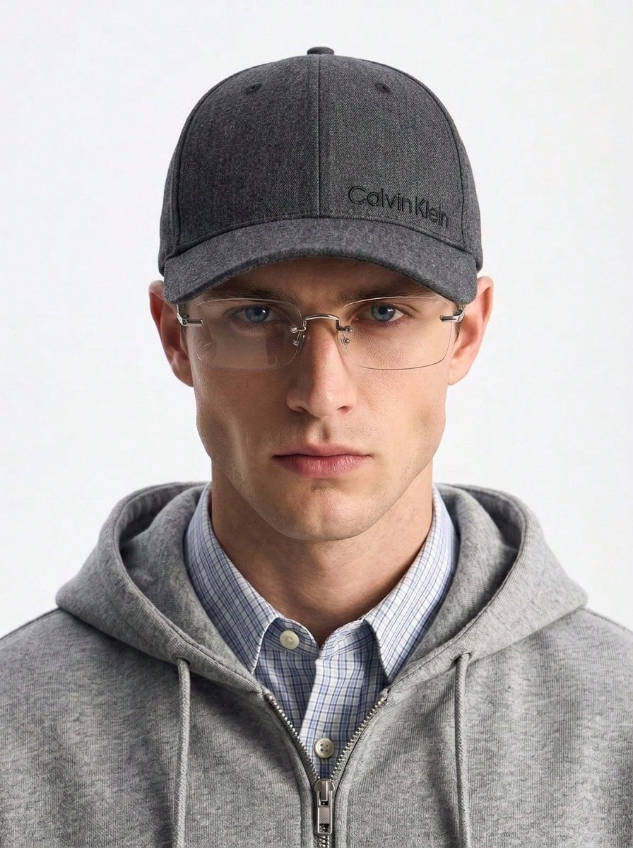 Calvin Klein Linen Men Baseball Cap Black - 灰色的 - 查看 1
