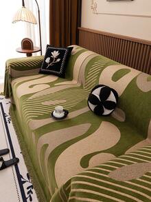1pc Chenille Sofa Cover, Classic Minimalist Style, Scratch-Resistant & Durable Pet-Friendly, All-Season Sofa Protection, Suitable For Bedroom, Living Room, Study, Office, Machine Washable - Green - View 5