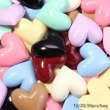 10/20/30個心形樹脂手工裝飾品,DIY髮夾配件材料,手機殼貼紙手工用品,隨機顏色,多用途,易於使用心形 - 愛心貼片 - 查看 2
