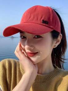 1件時尚防曬半開頂女款棒球帽,中性款,馬尾孔運動棒球帽,適合戶外活動、登山、旅行防護帽,度假禮物,男款帽子 - 馬尾棒球帽 - 查看 8