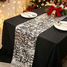 1pc/2pcs Vibrant Gold Foil Table Runner - Elegant Indoor/Outdoor Home Party Decor, Suitable For Holiday Celebrations - Silver - View 5