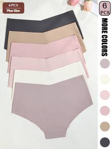 GYEY 6 Stücke nahtlose Damen-Höschen in großen Größen mit hoher Taille, schnelltrocknend und atmungsaktiv, Nylon-Elasthan-Mischgewebe, 4-Wege-Stretch, für Yoga, Fitness und Tanz - Verschiedenfarbig - Übersicht 2