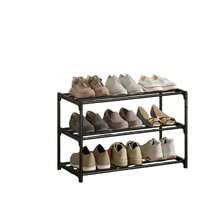 1pc Black Plastic Shoe Rack, Easy Assembly Floor-Standing Multi-Tier Storage Shelf, Space-Saving, Can Store Multiple Pairs Of Shoes, Suitable For Living Room, Bedroom, Outdoor Areas And Other Spaces - Black - View 2