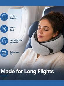 Travel Neck Pillows For Airplanes, Sleeping Essentials For Long Haul Flights, 360° Head Support, Car And Airplane Kit With Mesh Bag (Adult, Grey) - 彩色 - 查看 3