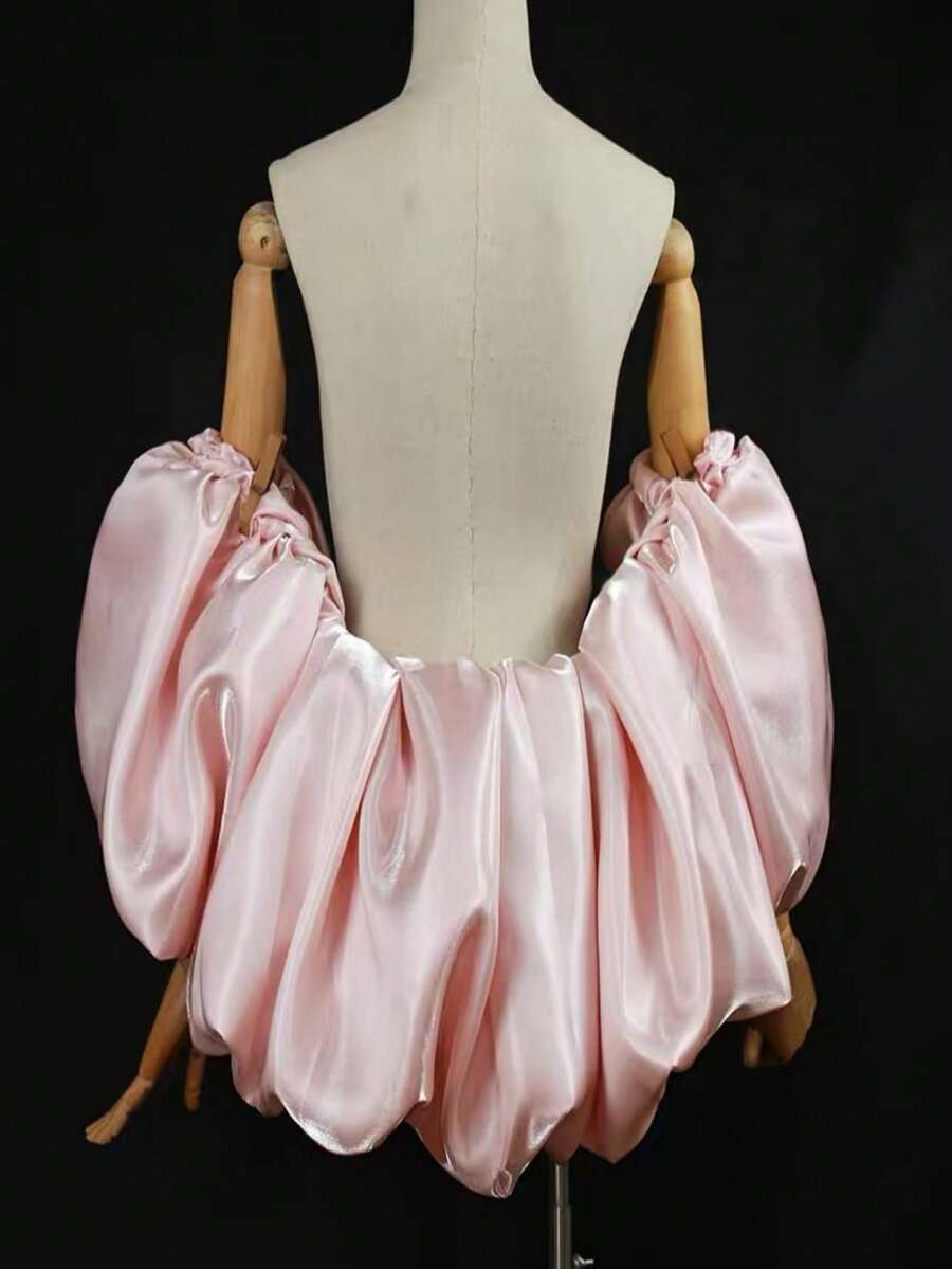 European And American Bride Host Evening Gown High-End Annual Meeting Accessories Exaggerated Runway Bride Short Versatile Short Shawl - Baby Pink - View 1