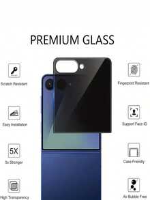 2pcs Privacy Anti-Peep Anti-Scratch Bubble-Free Tempered Glass Screen Protector For Phone Case, Compatible With Samsung Galaxy Z Flip 7 Z Flip 6 Z Flip 5 Z Flip 4 Phone Accessories - Black - View 2