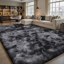Sour Lemon Large Size Fluffy Rugs, Non-Slip Soft Shaggy Floor Carpet Mats & Rugs For Room Decor, Washable Nonslip Modern Area Rug, Modernstyle Antislip Decorative Carpets For Home Livingroom Bedroom Nursery, Big Rug, Large Rug, Home Decor - 紮染深灰色 - 查看 13
