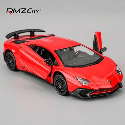 RMZ City 1/36 Diecast Aventador Supercar Toy Car, Pull Back Racing Vehicle with Openable Doors & Rear Spoiler, Kids Educational Play Toy, Collectible Sports Model, Birthday Holiday Gift for Boys Girls Toddlers Ages 3+