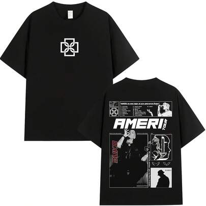 Camiseta del ro Duki Ameri Tour Merch, ropa para hombres y mujeres, camisetas de gran tamaño de Hip Hop a la moda, camisetas acogedo de aodón de manga corta para hombres