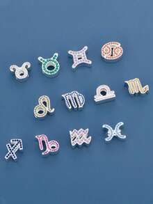 1pc Fashion Charming Minimalist Zirconia Inlaid December Zodiac Beaded Bracelet Necklace, Niche Creative Versatile DIY Jewelry, Birthday Gift - Silver - View 2