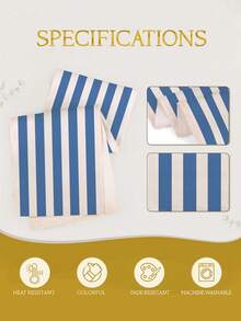 1pc,Bohemian Style,Minimalist Striped Table Runner,Microwave Dust Cover,Protective Cover,Rectangular Tablecloth,Washable,Suitable For Home Dinner,Coffee Table,Kitchen And Dining Room Decor,Dining Table Decoration Party And Scene Decoration,Home Decor,Outdoor Patio Table Runner Decoration,Entryway Decoration,Fireplace Cloth - Seaside Relaxed Blue - View 8