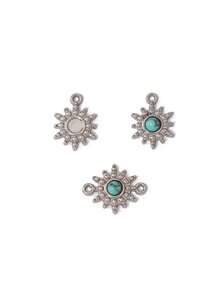 2pcs Stainless Steel Sun Pendant Findings 18K Gold Plated Fashion Turquoise Sun Charms For DIY Jewelry Making Accessories - Pendants - View 4