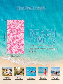 1pc Zouju Pink Children's Beach Towel Bath Towel, Super Absorbent Microfiber Oversized Beach Blanket, Suitable For Travel, Pool, Diving, Surfing, Yoga, Camping, Multiple Sizes, Beach Accessories, Applicable For Beach, Pool, Travel, Camping, Yoga - Multicolor - View 12
