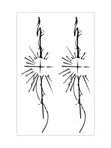 1pc Dark Fantasy Symmetrical Line Totem Pattern Tattoo Sticker, Temporary Tattoo Sticker, Simulated Tattoo Design, Suitable For Travel, Music Festival, Games, Graduation Gifts, Lasts For 3-5 Days - Black - View 4