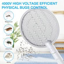 2-In-1 Electric Fly Swatter With UV Mosquito Trap, 4000V High Voltage 3-Layer Mesh USB Rechargeable Bug Zapper With Charging Base For Indoor Outdoor Pest Control - White - View 5